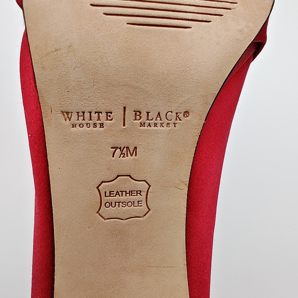 White House Black Market Ray Red Peep Toe Satin Heels Pumps Womens 7.5 M - Picture 8 of 10